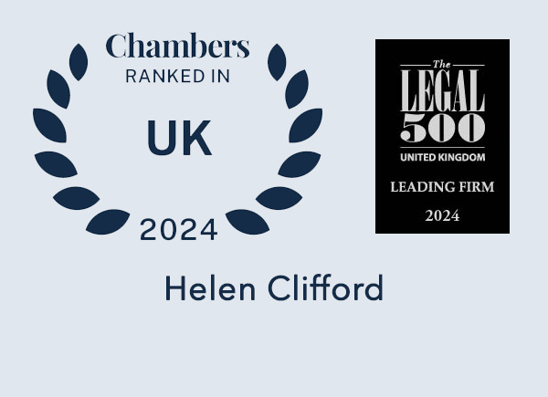 Helen Clifford Law and Helen Clifford are proud to have been ranked in Legal 500 and Chambers & Partners